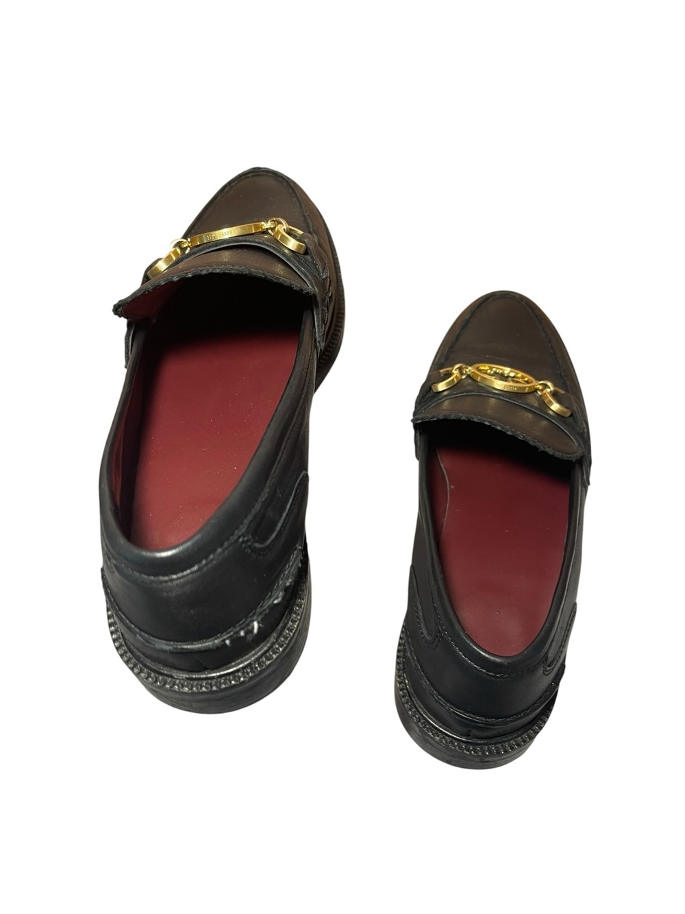 Ted Baker Black Leather Womens Horsebit Loafers with Gold Accent - Picture 2 of 5
